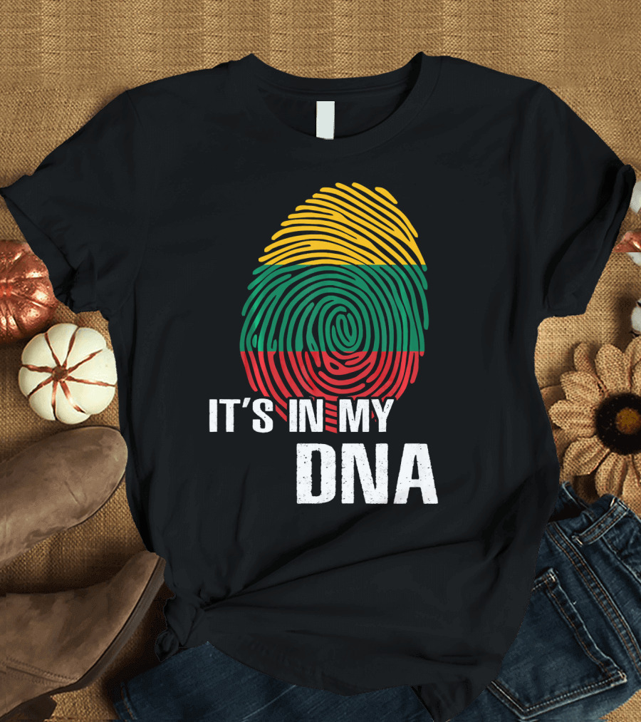 It's In My DNA Lithuania Fingerprint Lithuanian Flag T-Shirt
