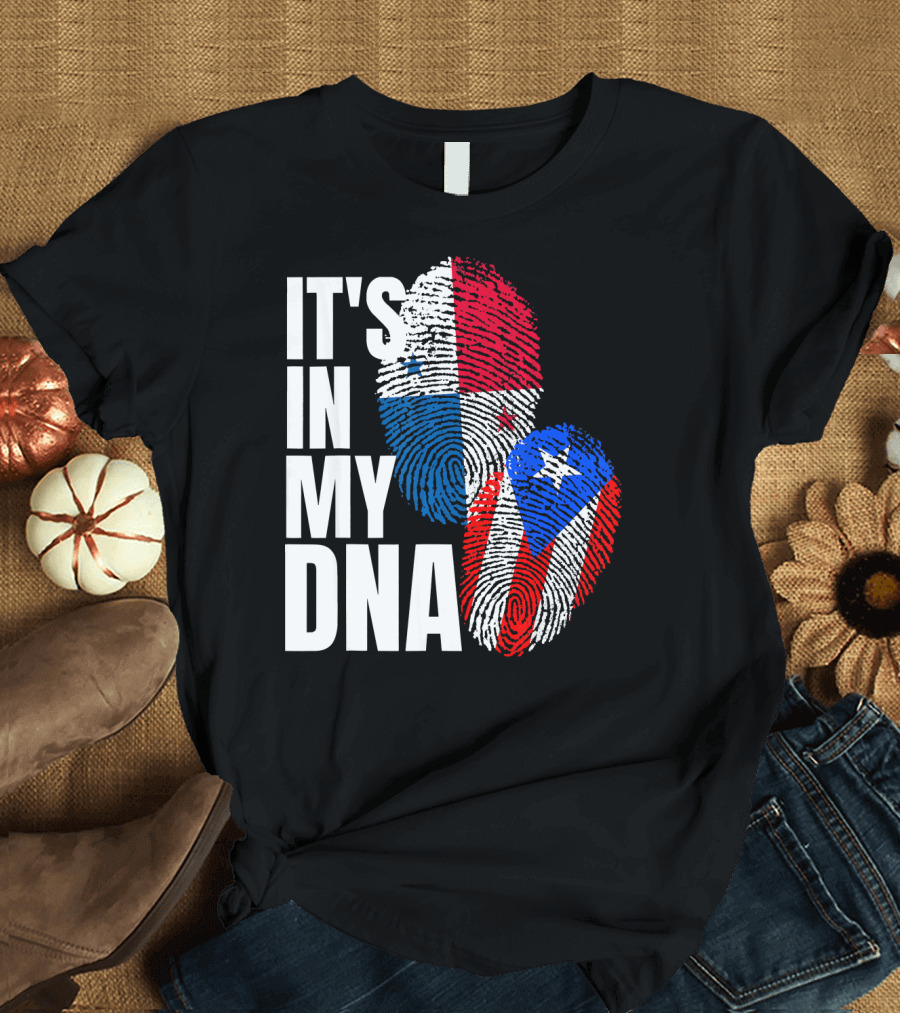 Panamanian Puerto Rican It's In My DNA Fingerprint Flag T-Shirt