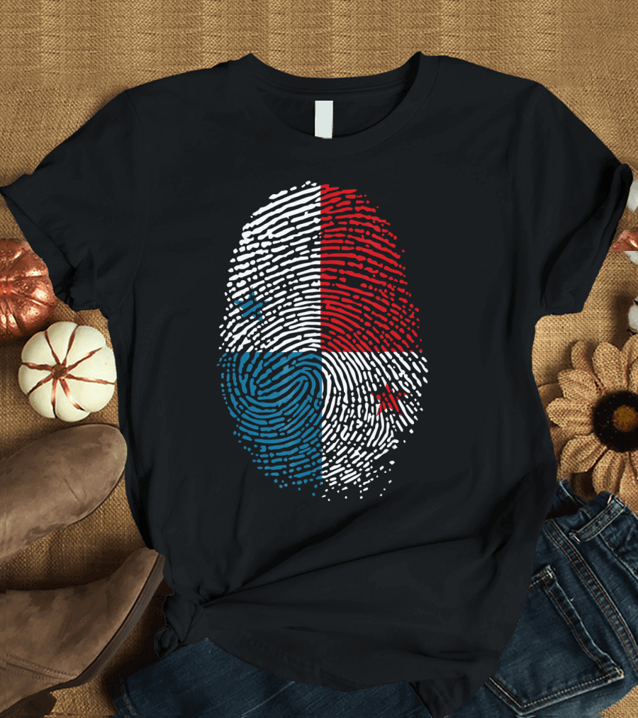 Panama Flag Fingerprint DNA for Birthday T-Shirt