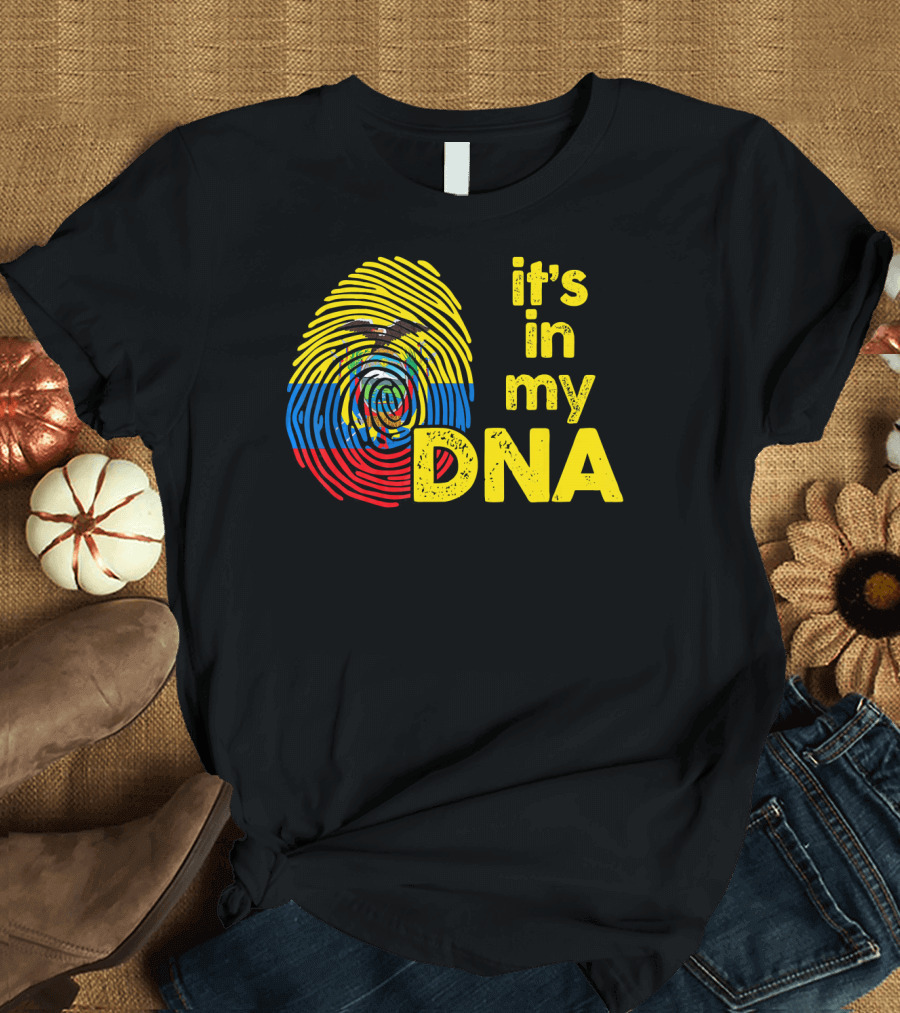 Ecuador Flag Fingerprint It's in My DNA T-Shirt
