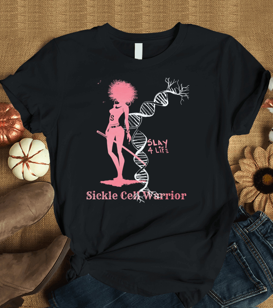 Sickle Cell Warrior Slay 4 Life DNA Pink T-Shirt