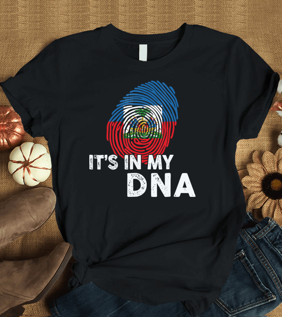 Haiti Flag Fingerprint It's In My DNA Haitian Pride T-Shirt