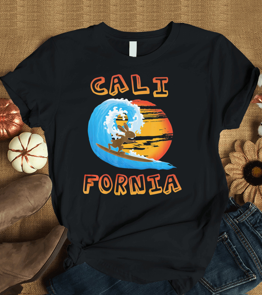 California Surfing Rabbit Easter Wave Sun T-Shirt