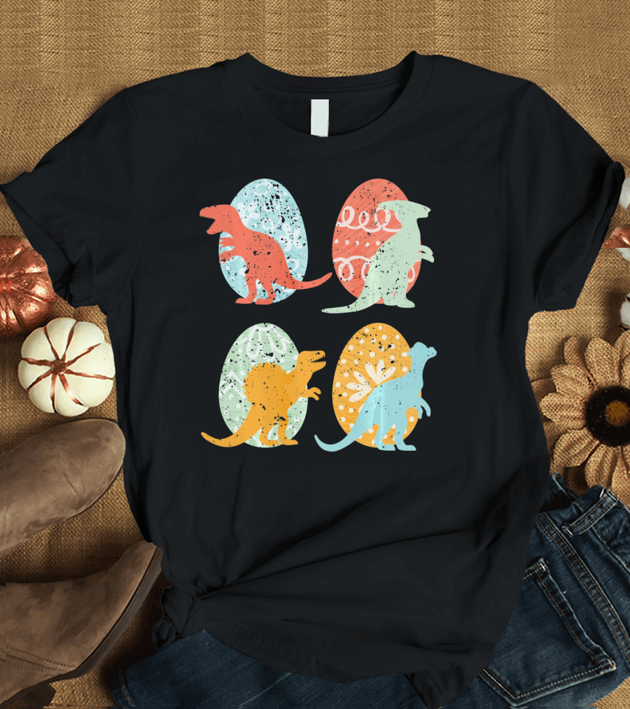 Colorful Easter Dinosaur Eggs with T-Rex Stegosaurus and More T-Shirt