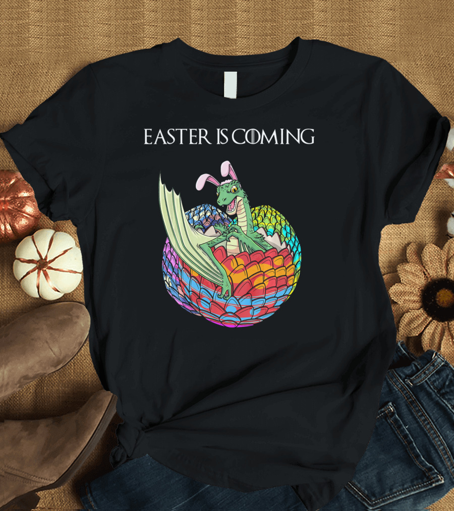 Easter Is Coming Dragon in Colorful Egg T-Shirt