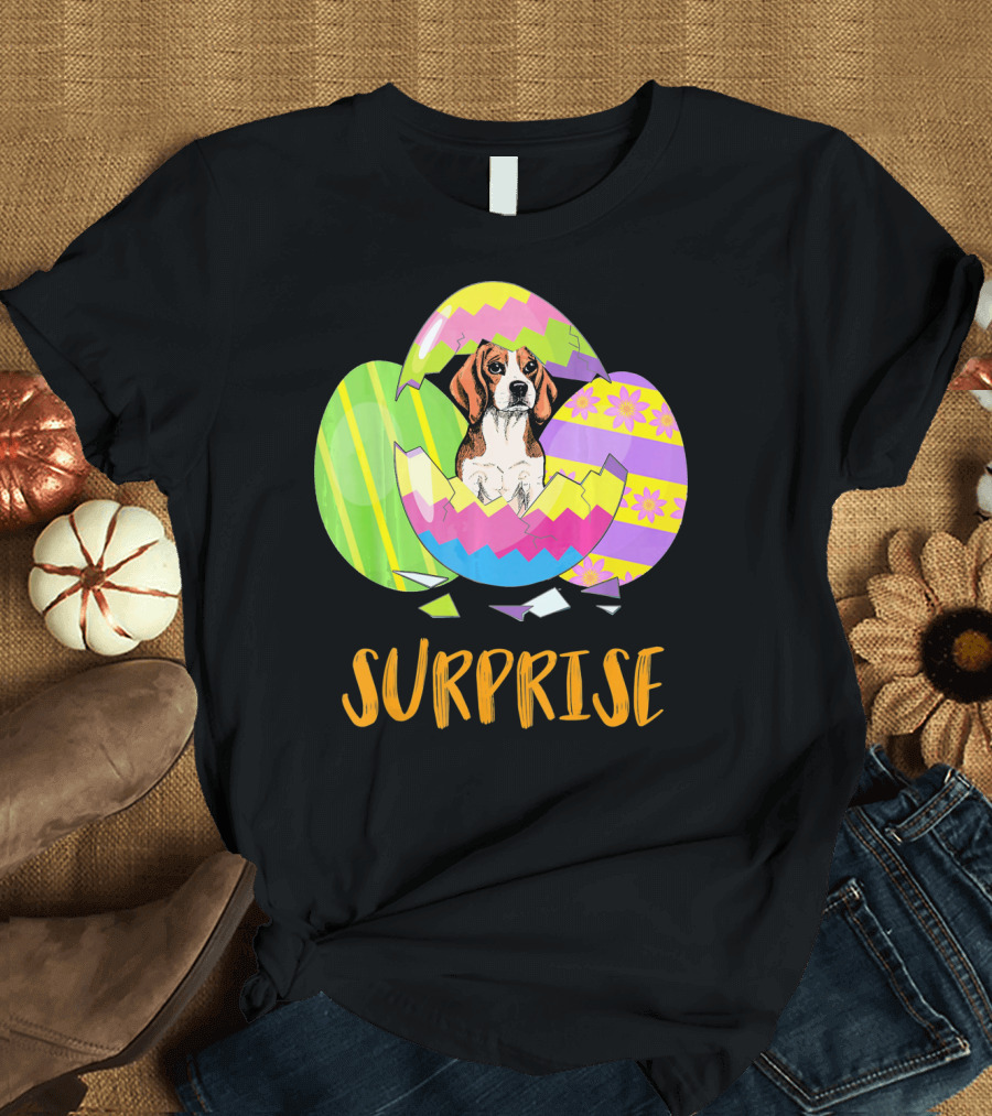 Surprise Beagle Bunny Funny Easter T-Shirt