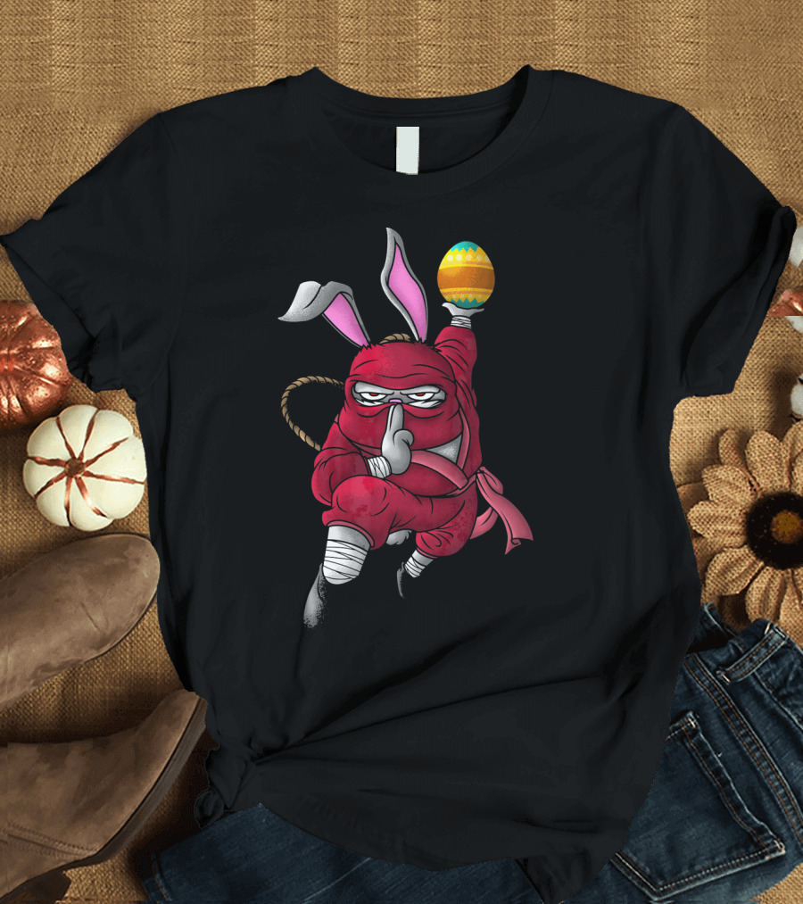 Easter Bunny Ninja with Cute Little Egg T-Shirt