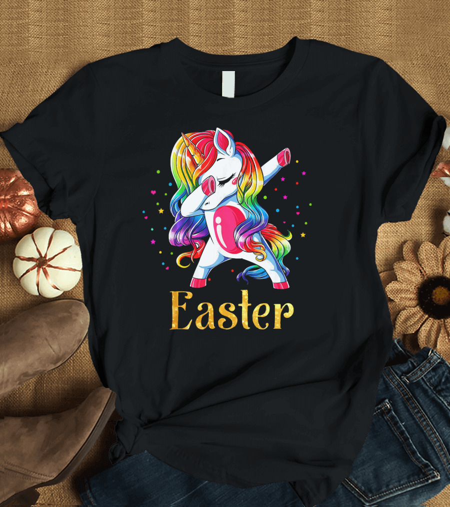 Easter Customized Personalized Rainbow Unicorn Dabbing T-Shirt