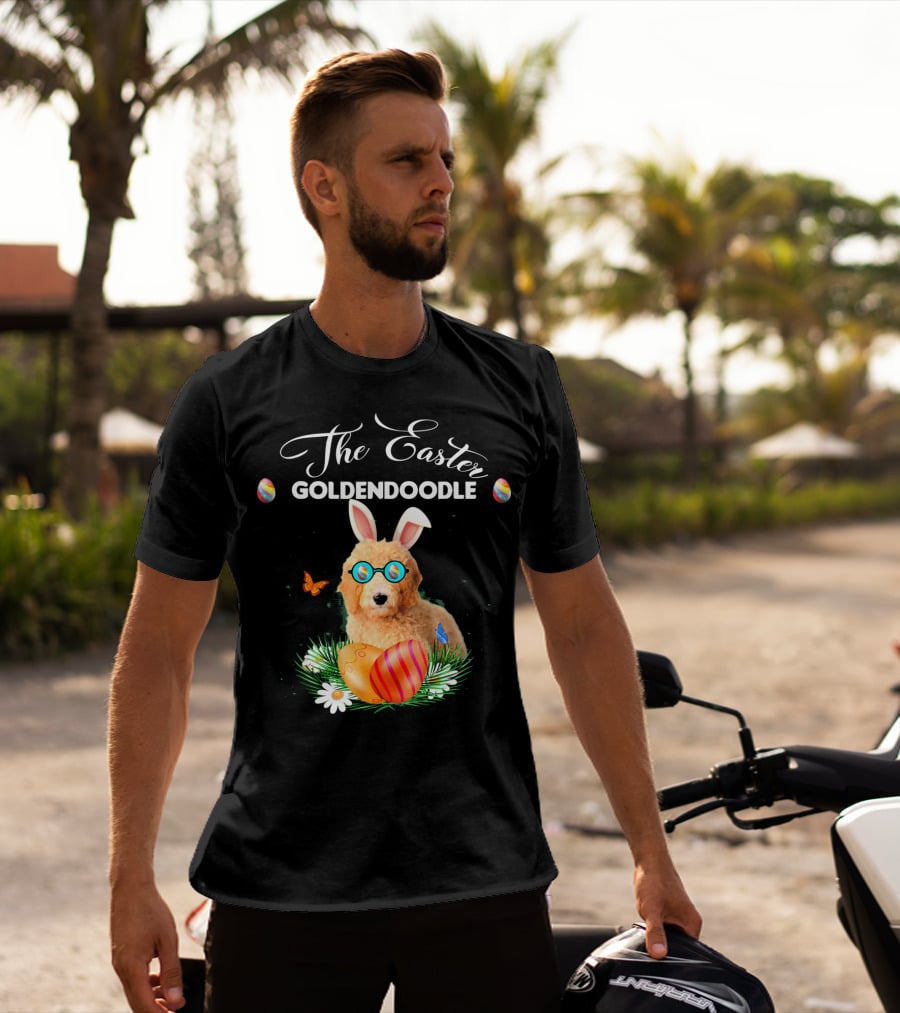 The Easter Goldendoodle Bunny With Eggs And Butterflies T-Shirt