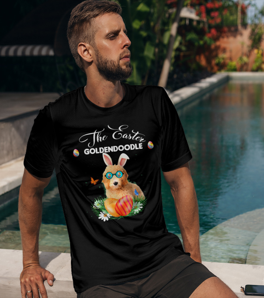 The Easter Goldendoodle Bunny With Eggs And Butterflies T-Shirt