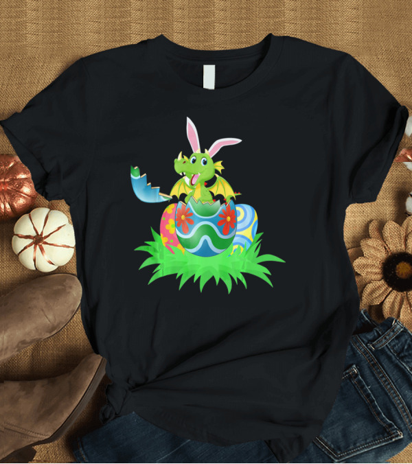 T-Shirt: Easter Dragon Egg Hunt with Bunny Ears and Colorful Eggs in Grass T-Shirt Easter Dragon Egg Hunt with Bunny Ears and Colorful Eggs in Grass T-Shirt