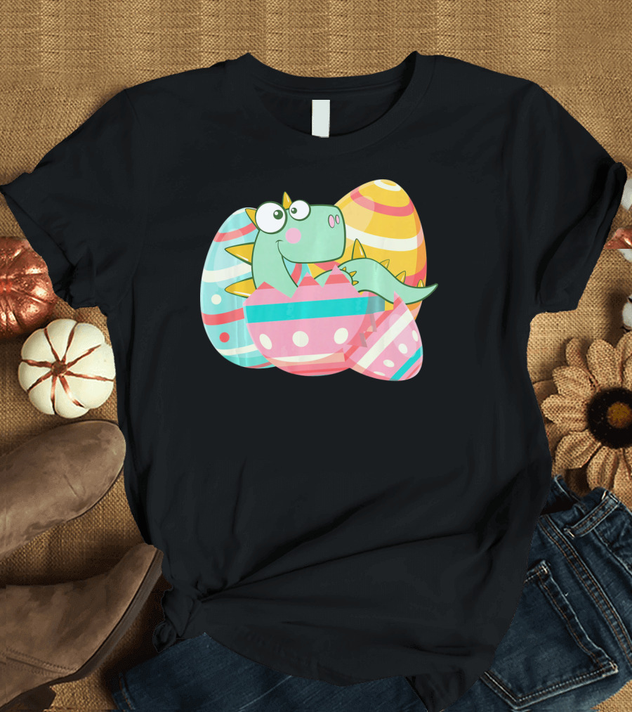 Easter Dino in Colorful Eggs T-Shirt