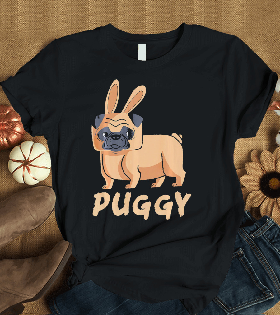 Puggy Easter Dog Pug with Bunny Ears T-Shirt