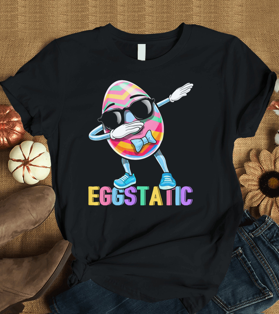 Eggstatic Colorful Dabbing Sunglasses Easter Egg T-Shirt