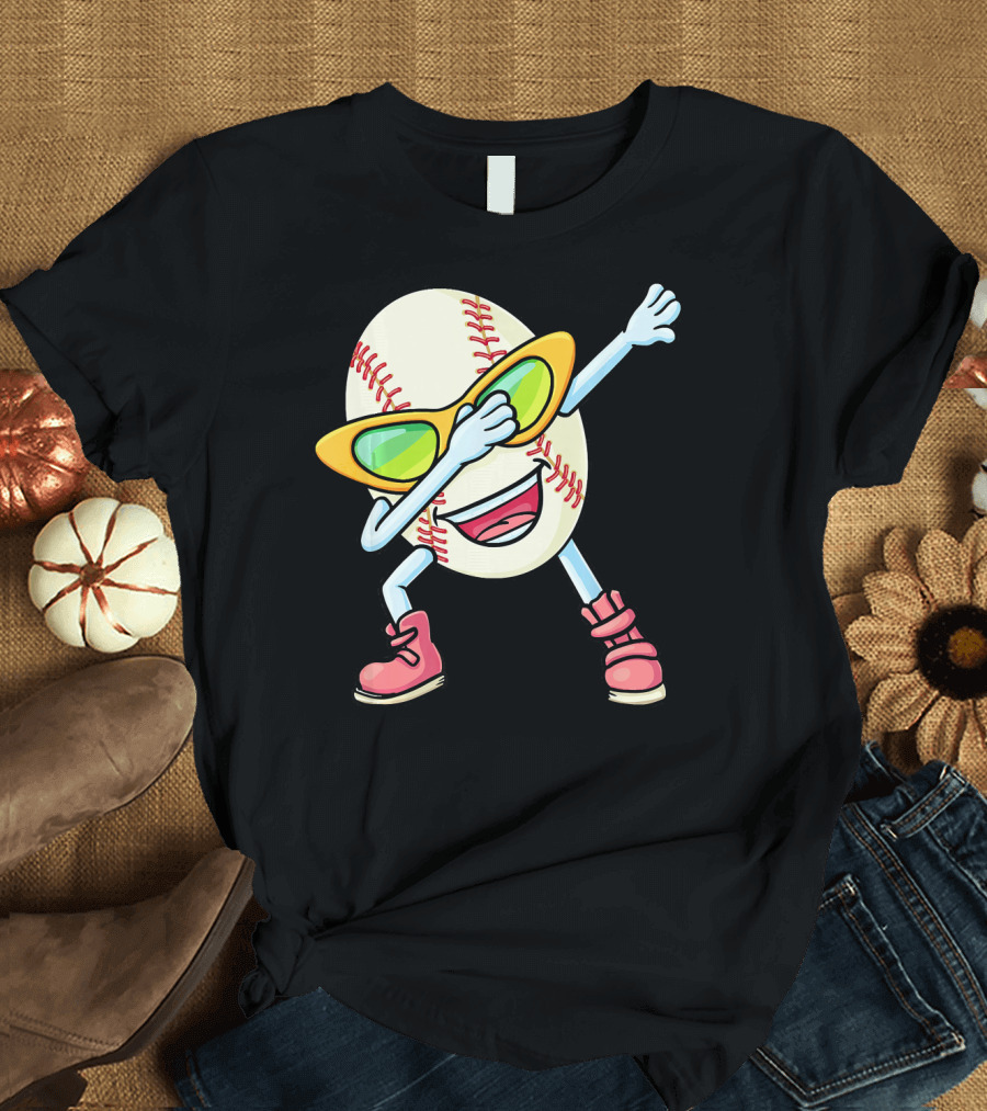 Funny Dabbing Baseball Easter Egg Cartoon T-Shirt