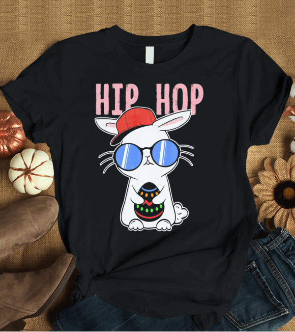 T-Shirt: Cool Hip Hop Easter Bunny with Eggs in Sunglasses and Cap T-Shirt Cool Hip Hop Easter Bunny with Eggs in Sunglasses and Cap T-Shirt