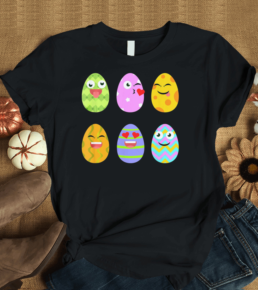 FUNNY EASTER EGG Emoticons Colorful Expressions Collection T-Shirt