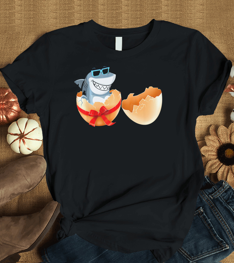 Easter Shark in Sunglasses Hatching from Decorative Egg T-Shirt