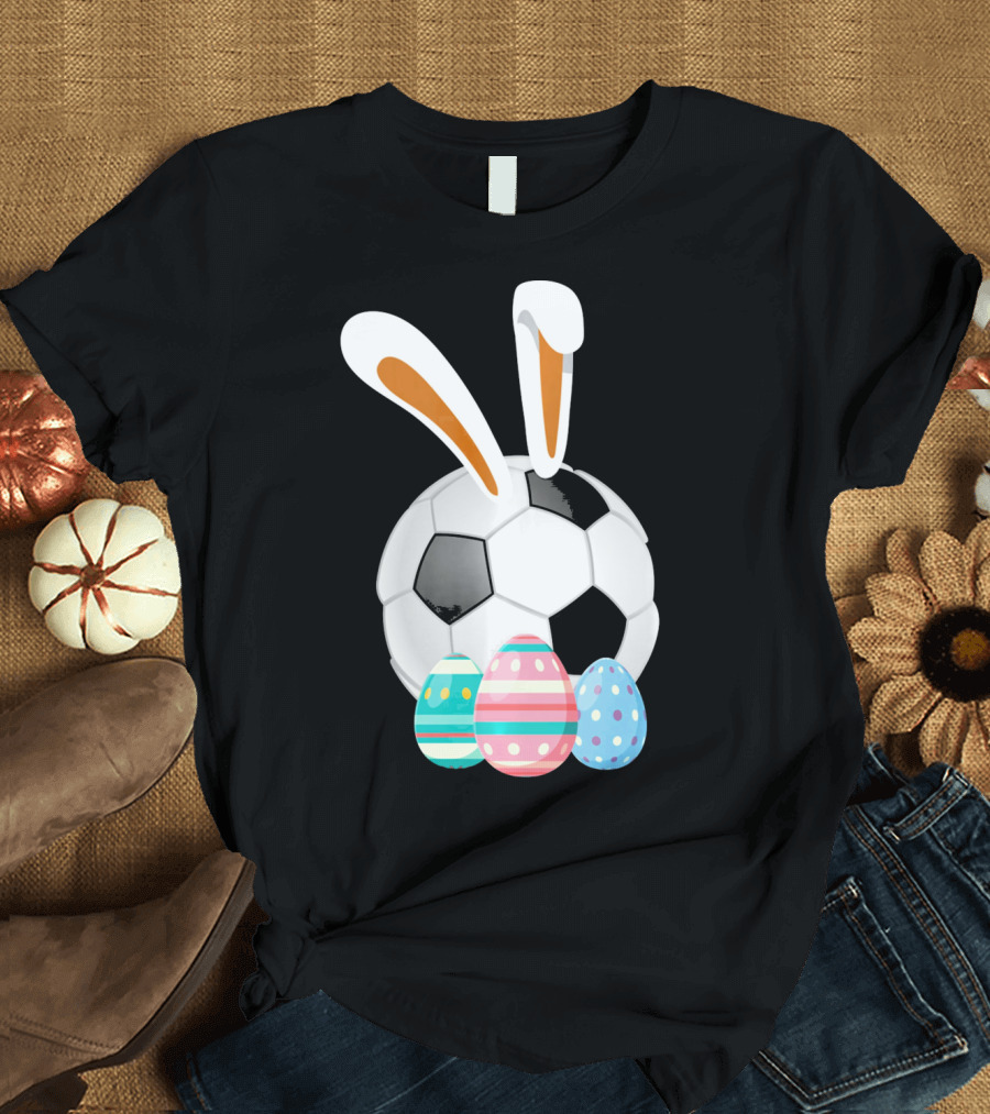 Easter Bunny and Soccer Ball with Colorful Eggs for Boys T-Shirt