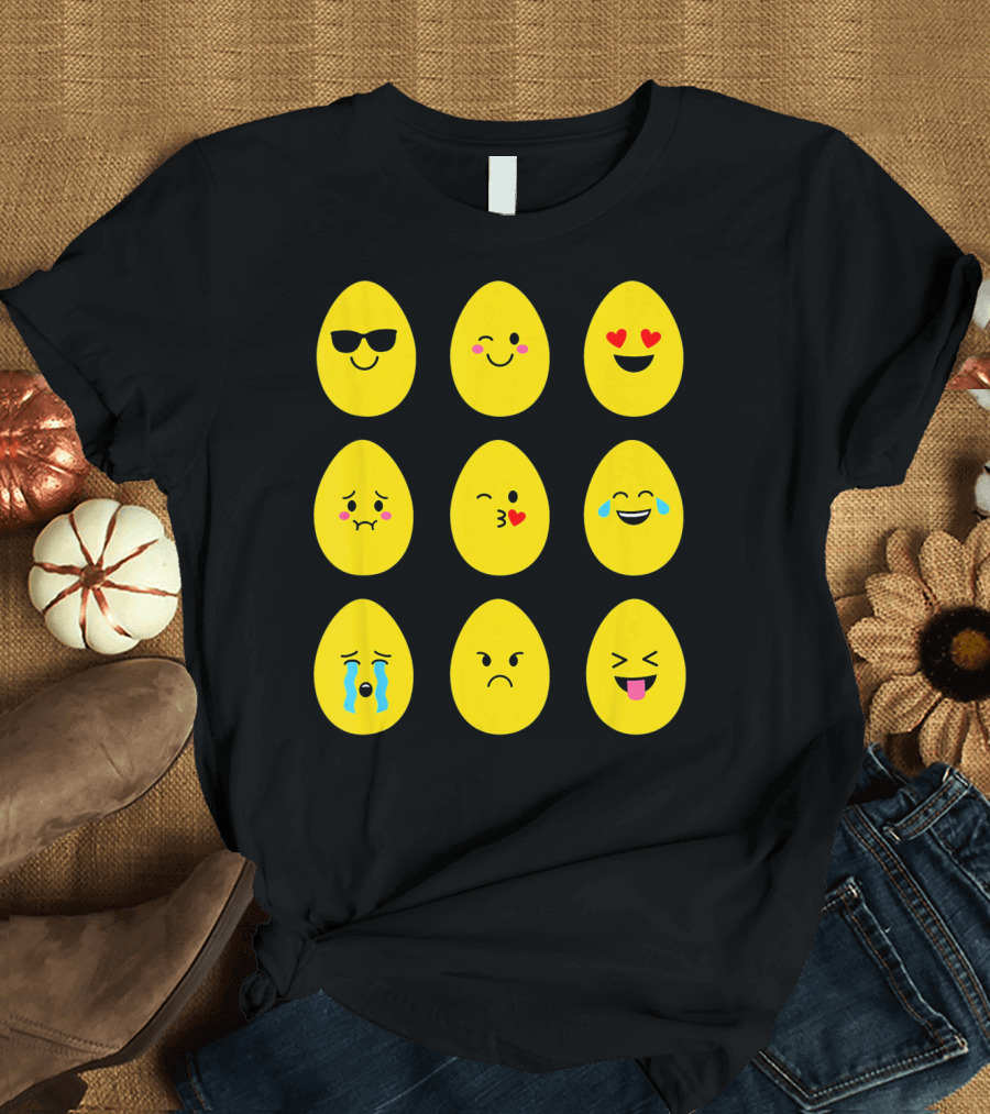Funny Easter Emoticon Egg Faces with Expressions T-Shirt