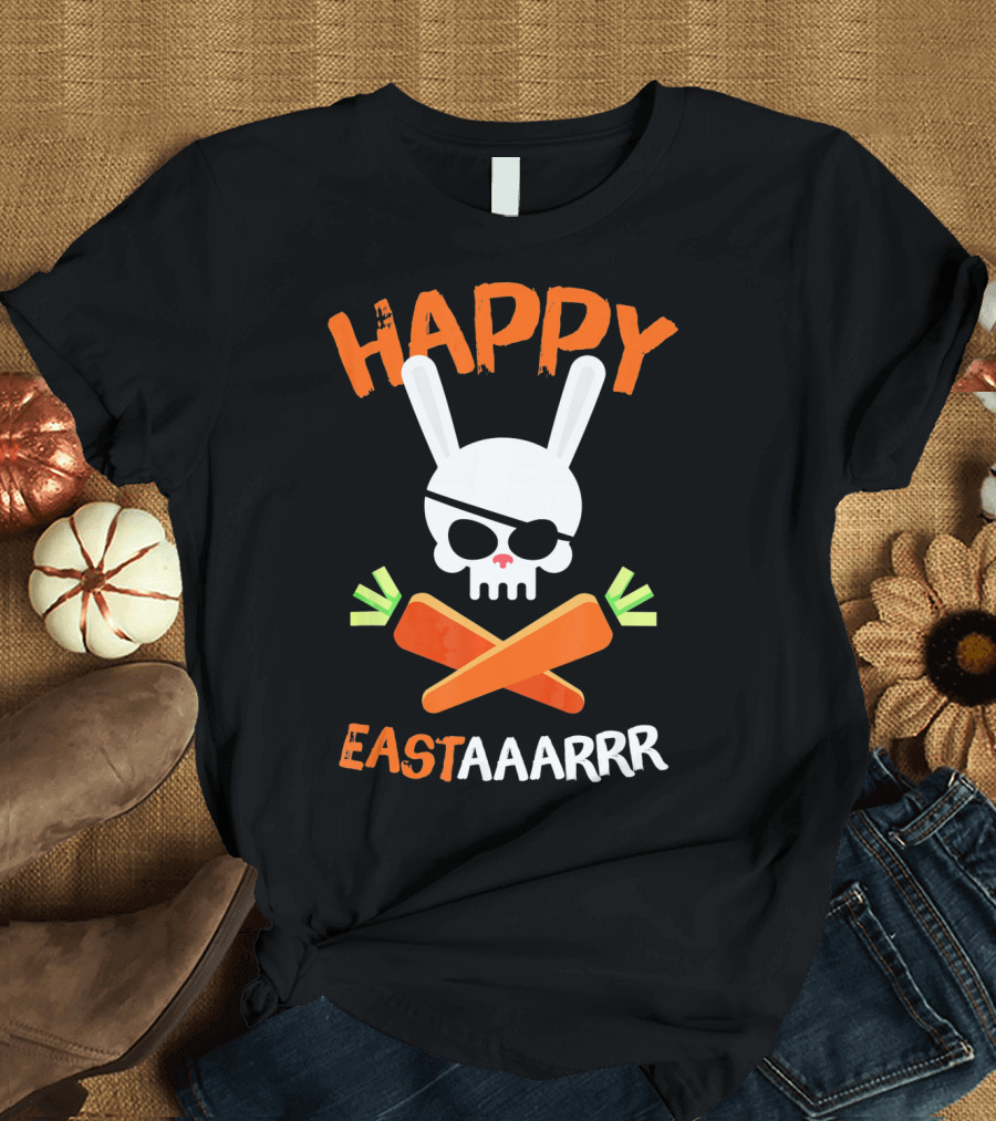 HAPPY EASTAAARRR Bunny Skull Pirate Carrots T-Shirt