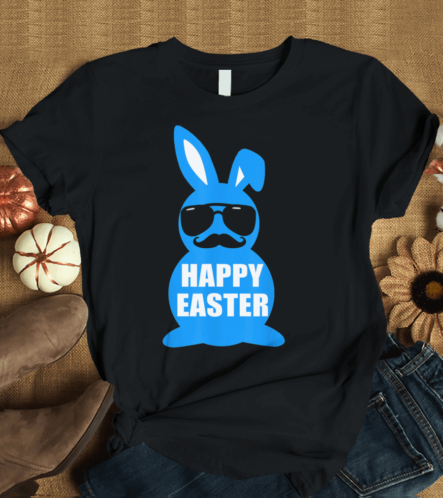 Happy Easter Bunny with Sunglasses and Mustache T-Shirt