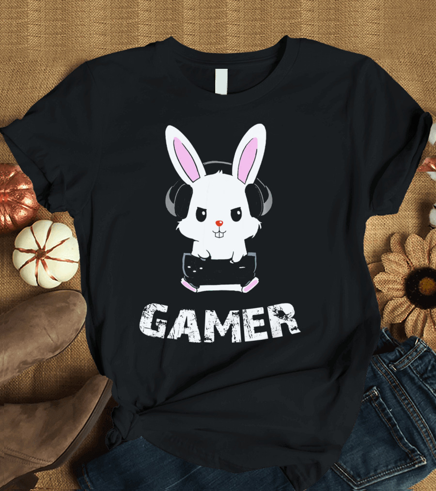 Gamer Bunny Headphones Easter Boys Gaming Men T-Shirt