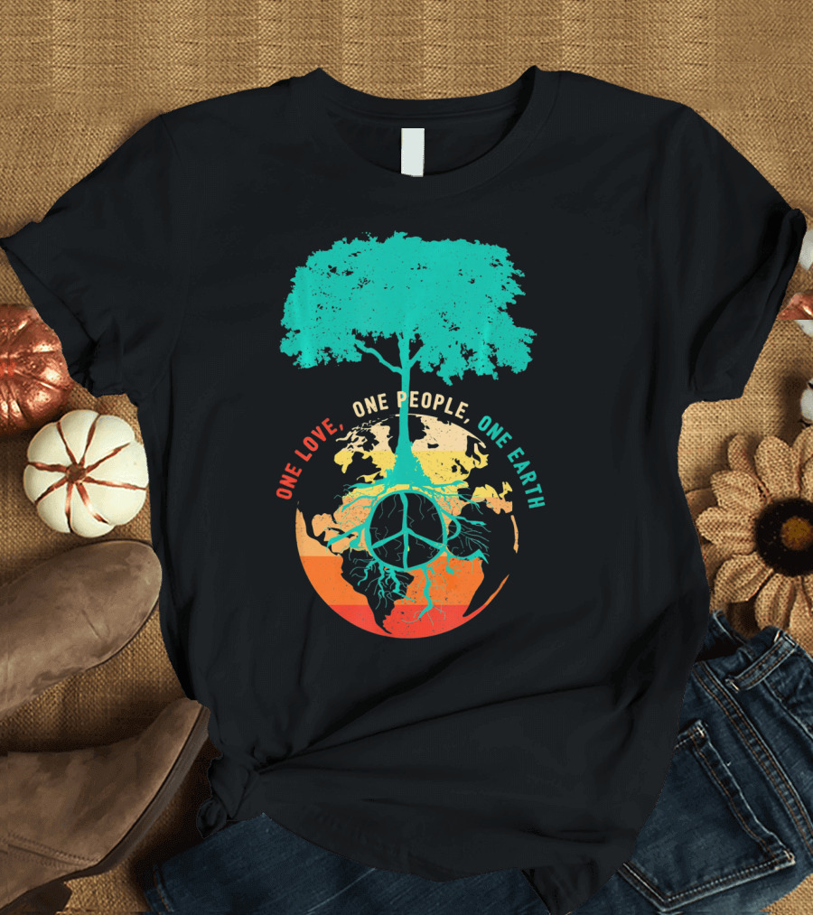 One Love One People One Earth Peace Tree T-Shirt