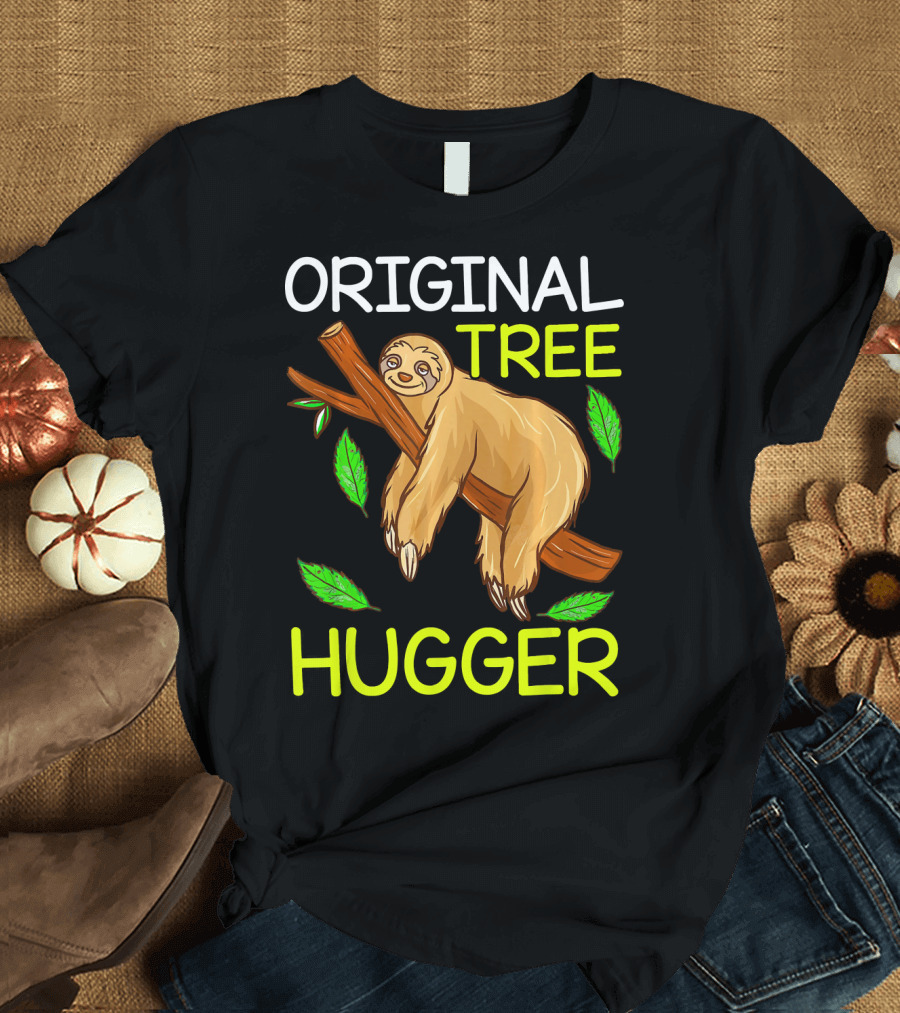 Original Tree Hugger Sloth Environmental Climate T-Shirt