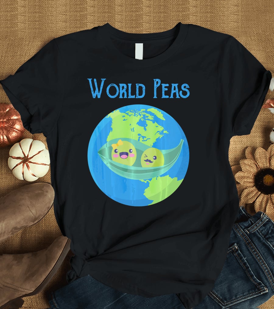 World Peas Funny World Peace Pun Earth Peas T-Shirt