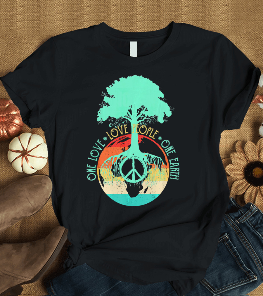 One Love People One Earth Peace Tree T-Shirt