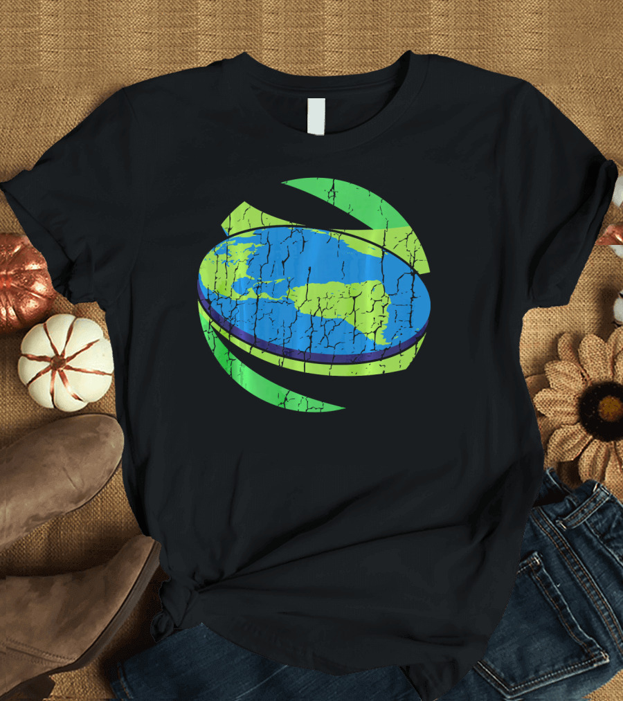 Flat Earth Flat Earther Planet Cracked Globe T-Shirt