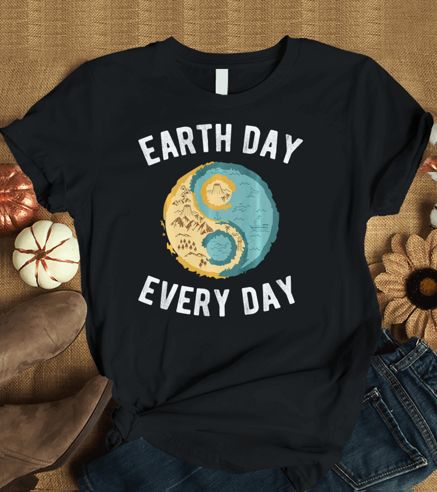 Earth Day Every Day Yin Yang Yog Nature Elements T-Shirt