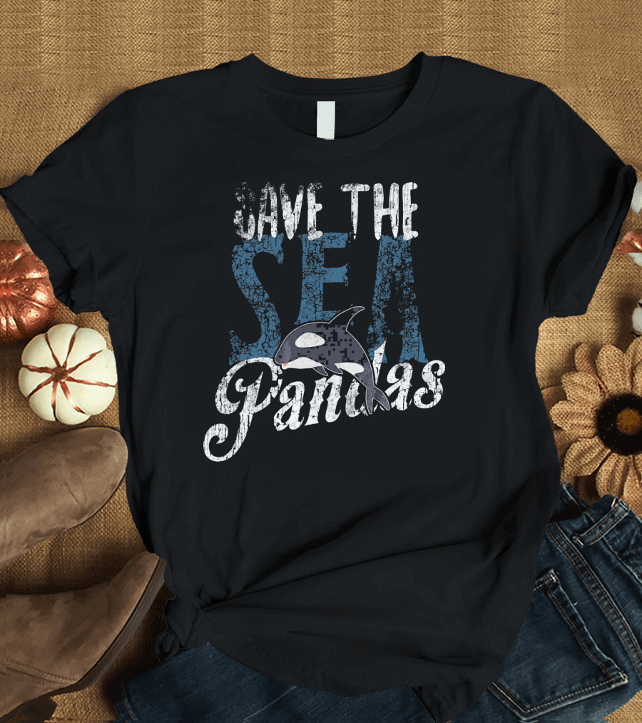 Save The Sea Pandas Orca Conservation Message T-Shirt