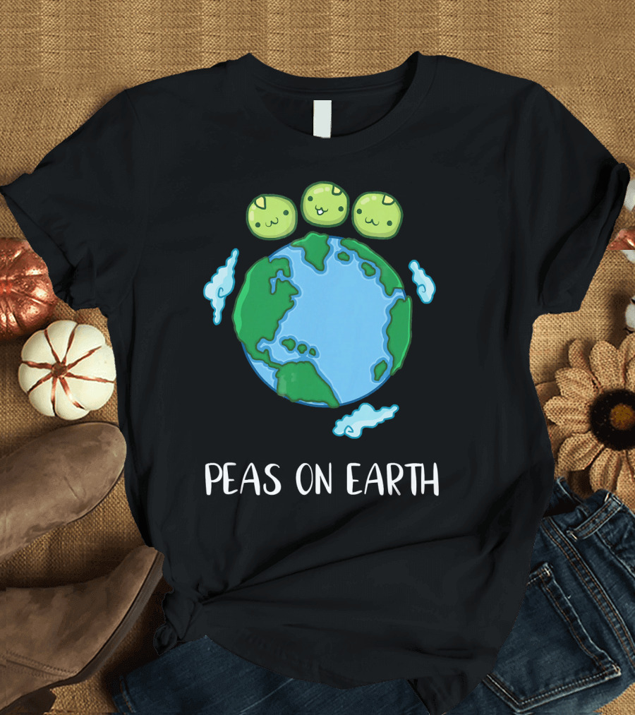 Peas On Earth Funny Peace Globe Cartoon T-Shirt