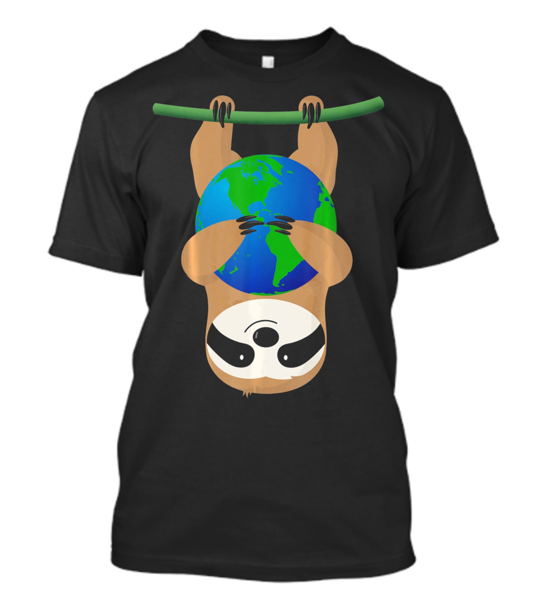 Earth Day Love The Earth Hanging Sloth Hugging Globe T-Shirt
