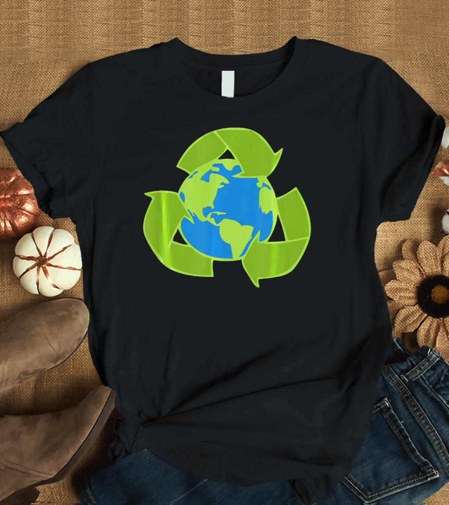 Planet Earth Recycle Symbol Env Eco-Friendly T-Shirt