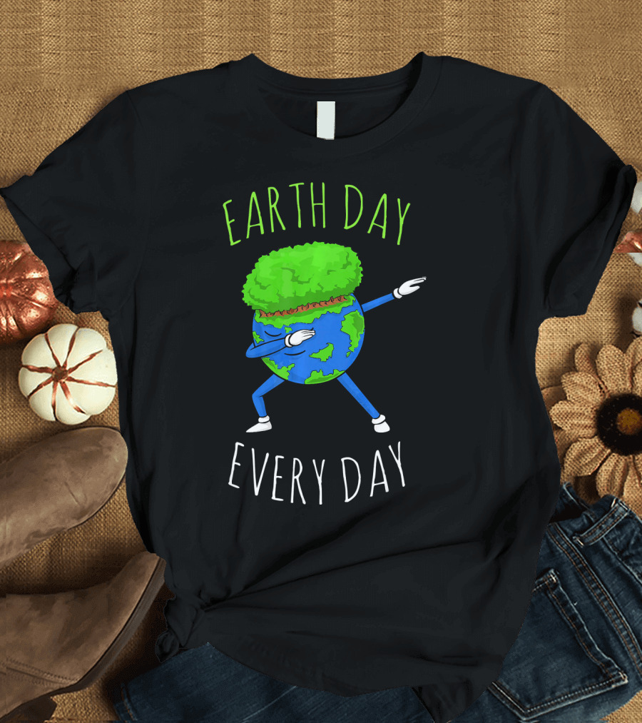 Earth Day Every Day Dancing Globe with Green Hair T-Shirt