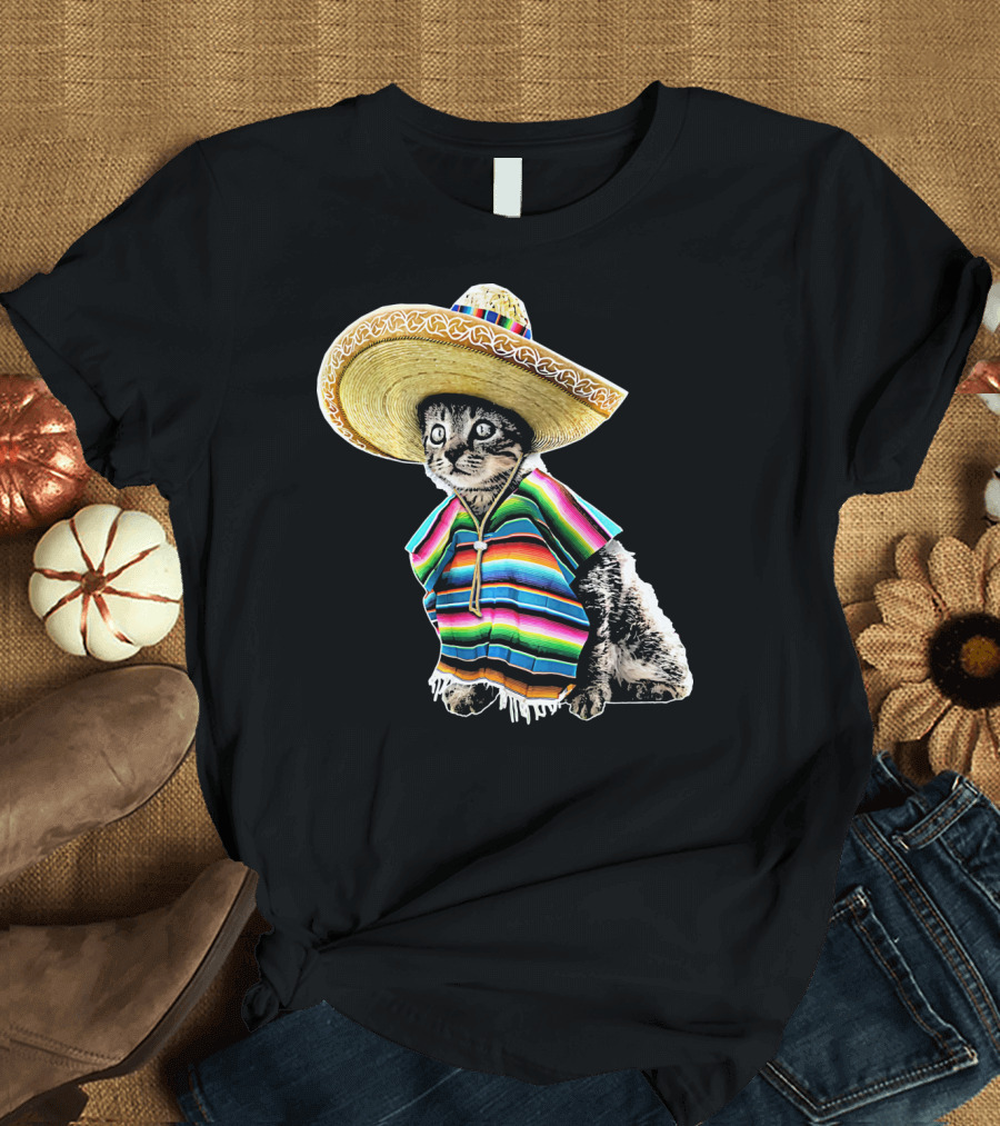 Cinco De Mayo Cat Sombrero Funny Fiesta Kitten T-Shirt