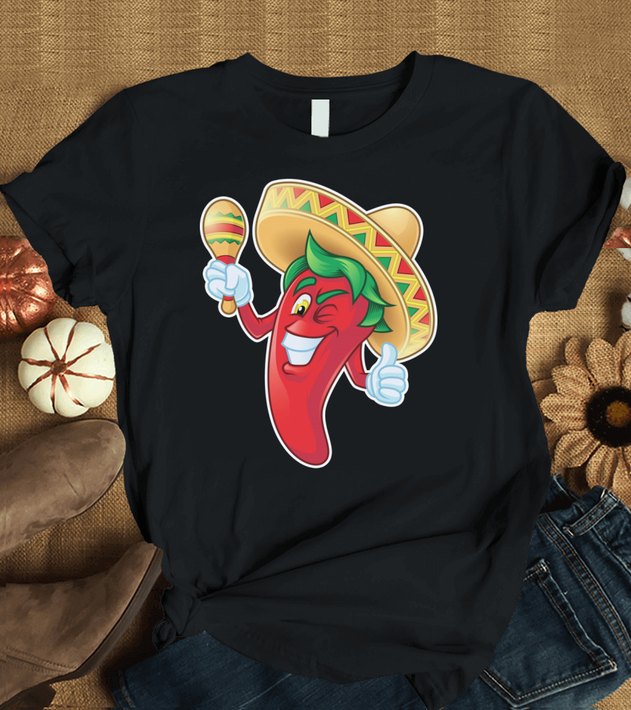 Funny Jalapeno Sombrero Maracas Cinco de Mayo T-Shirt
