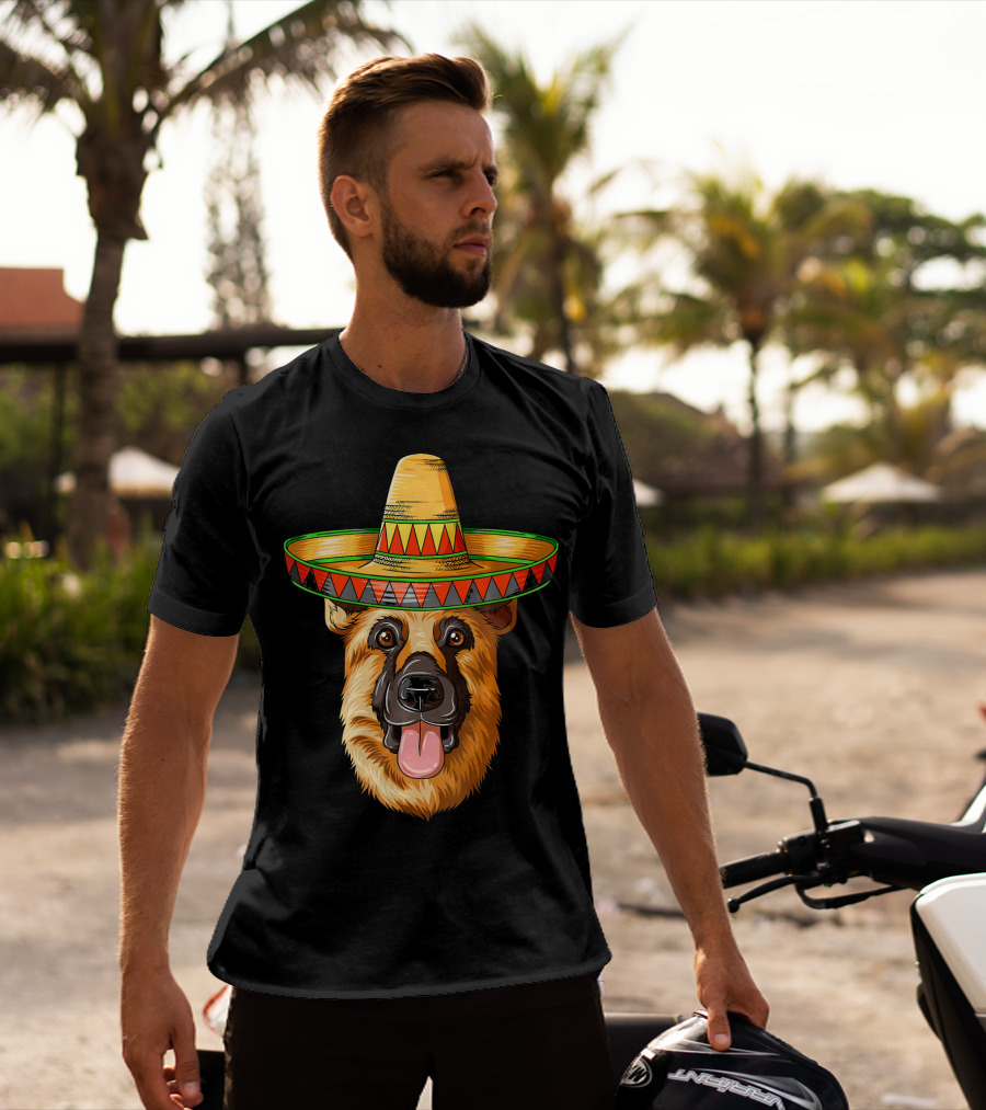 German Shepherd Sombrero Cinco De Mayo Mexican T-Shirt