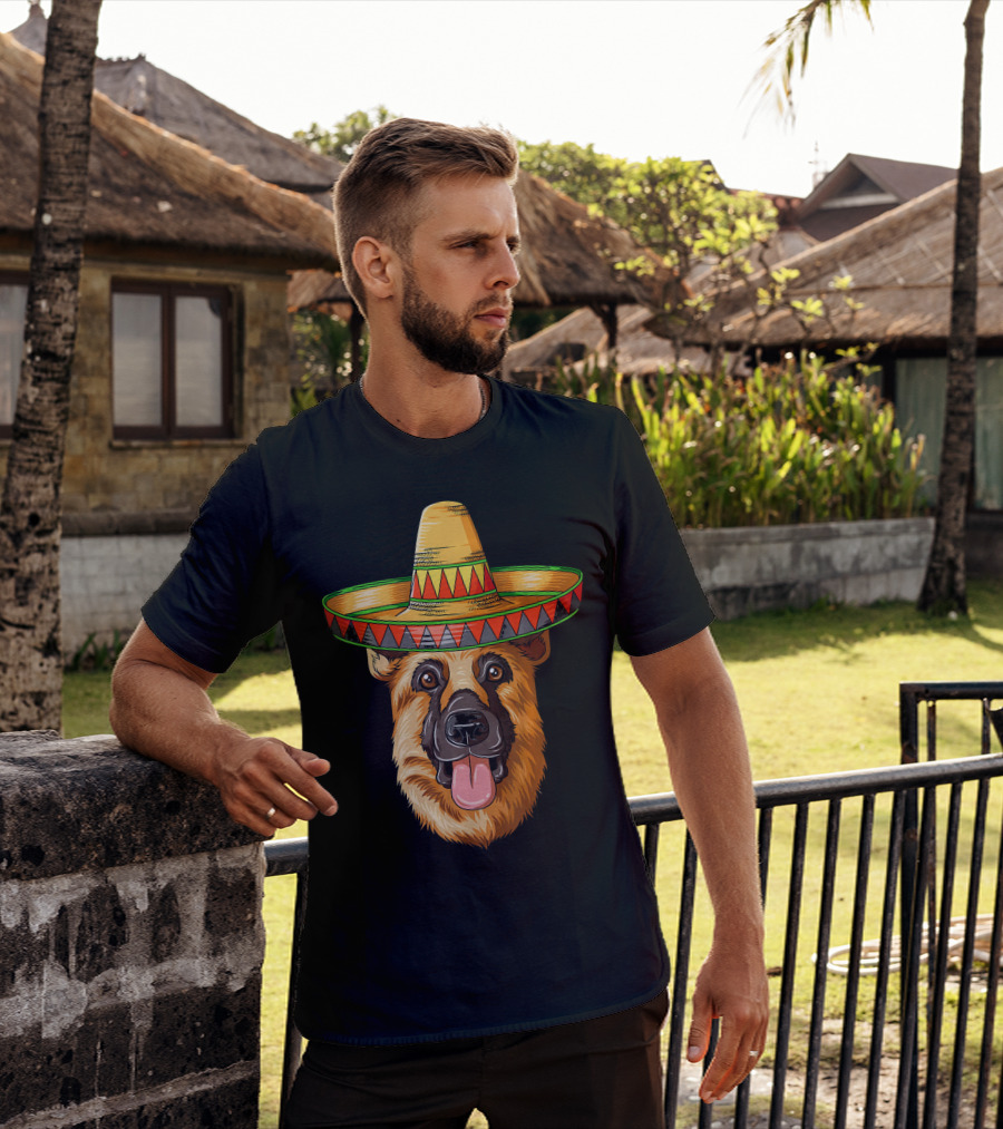 German Shepherd Sombrero Cinco De Mayo Mexican T-Shirt