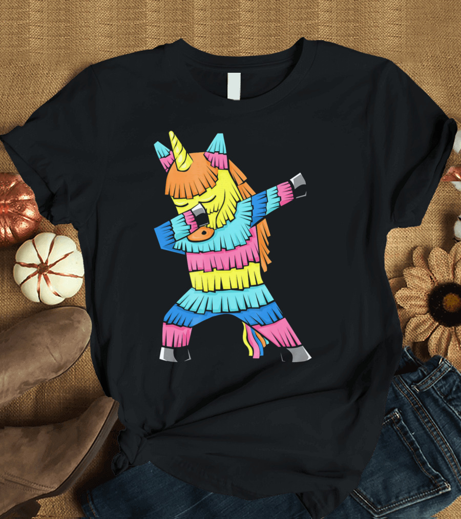 Cinco De Mayo Unicorn Dabbing Colorful Pinata Fun T-Shirt