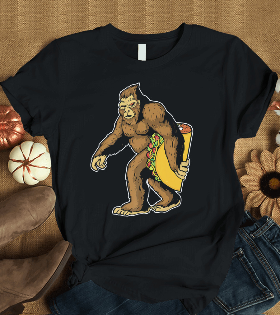 Bigfoot Holding Giant Taco T-Shirt