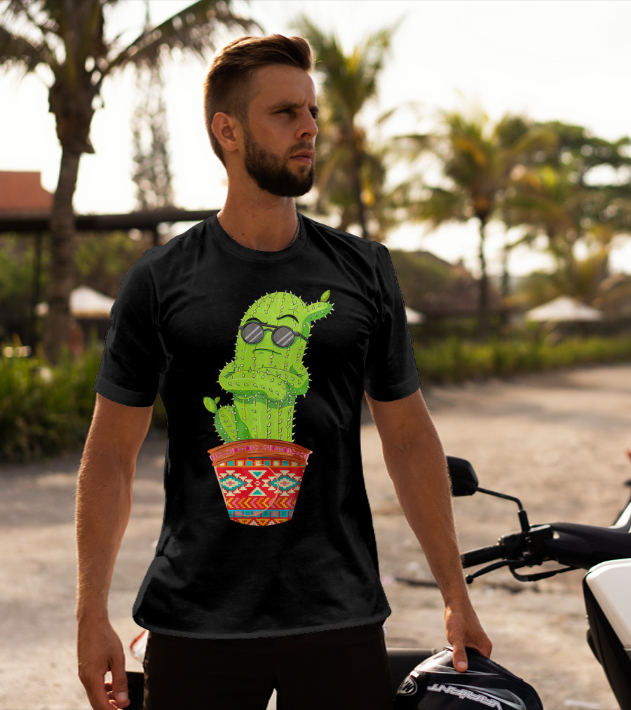 Cinco De Mayo Cool Cactus With Sunglasses In Mexican Pot T-Shirt