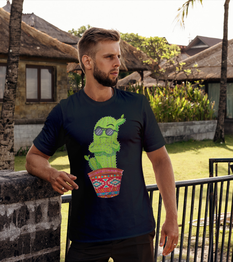 Cinco De Mayo Cool Cactus With Sunglasses In Mexican Pot T-Shirt