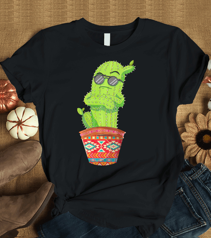 Cinco de Mayo Cool Cactus with Sunglasses in Mexican Pot T-Shirt
