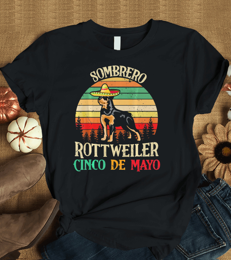 Sombrero Rottweiler Cinco de Mayo Vintage T-Shirt