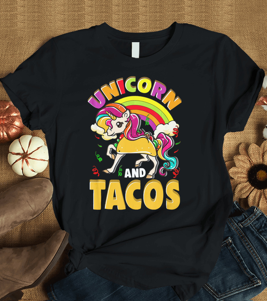 Unicorn and Tacos Rainbow T-Shirt