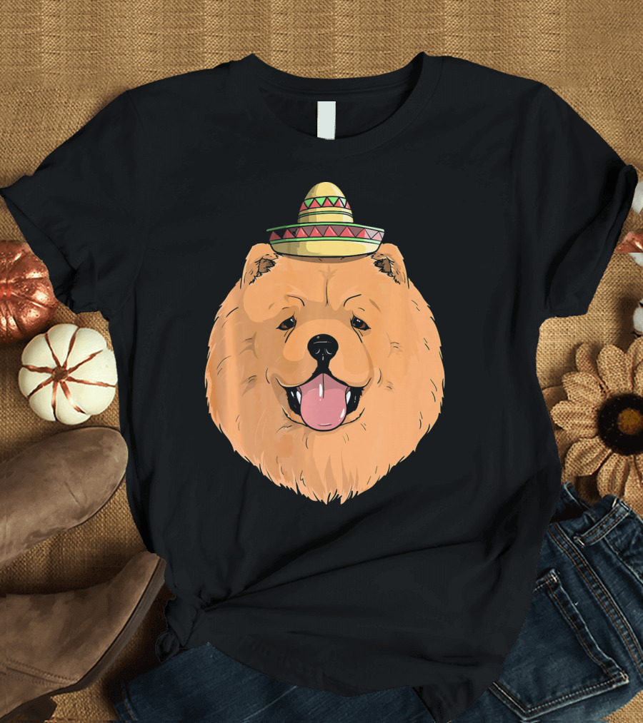 Chow Chow Dog Sombrero Fiesta Cinco De Mayo T-Shirt